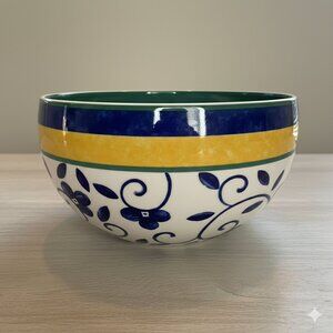 Mikasa Firenze SL110 8” Serving Bowl Fine China Portugal Blue Yellow Cottagecore